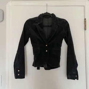 Vintage Rare Black Velvet Two Button Riding Jacket Long Sleeve Blazer